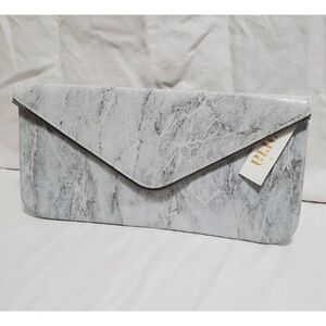 COASTAL ROAD -🎉HP🎉 Gray Marble Custom-Made Leather Zipper-Accent Envelope Clutch